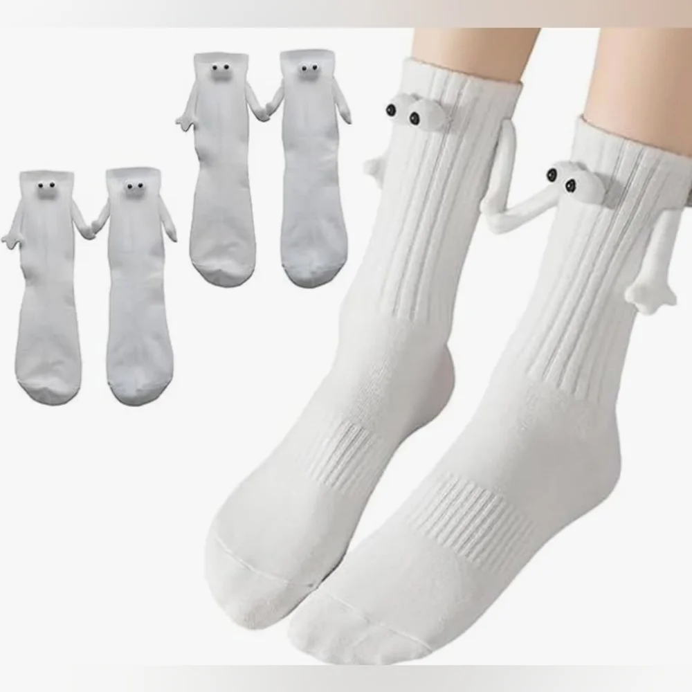White Novelty Socks with Cute Character‎ Design